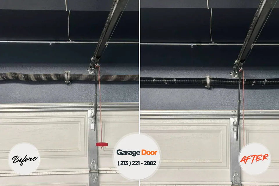 Before and after: garage door repair Great Neck Gardens, NY